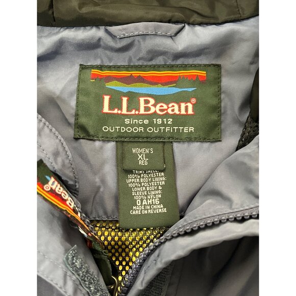 L.L. Bean Gore-Tex Blue Waterproof Jacket Hooded Full-Zip Womens XL - Picture 3 of 10